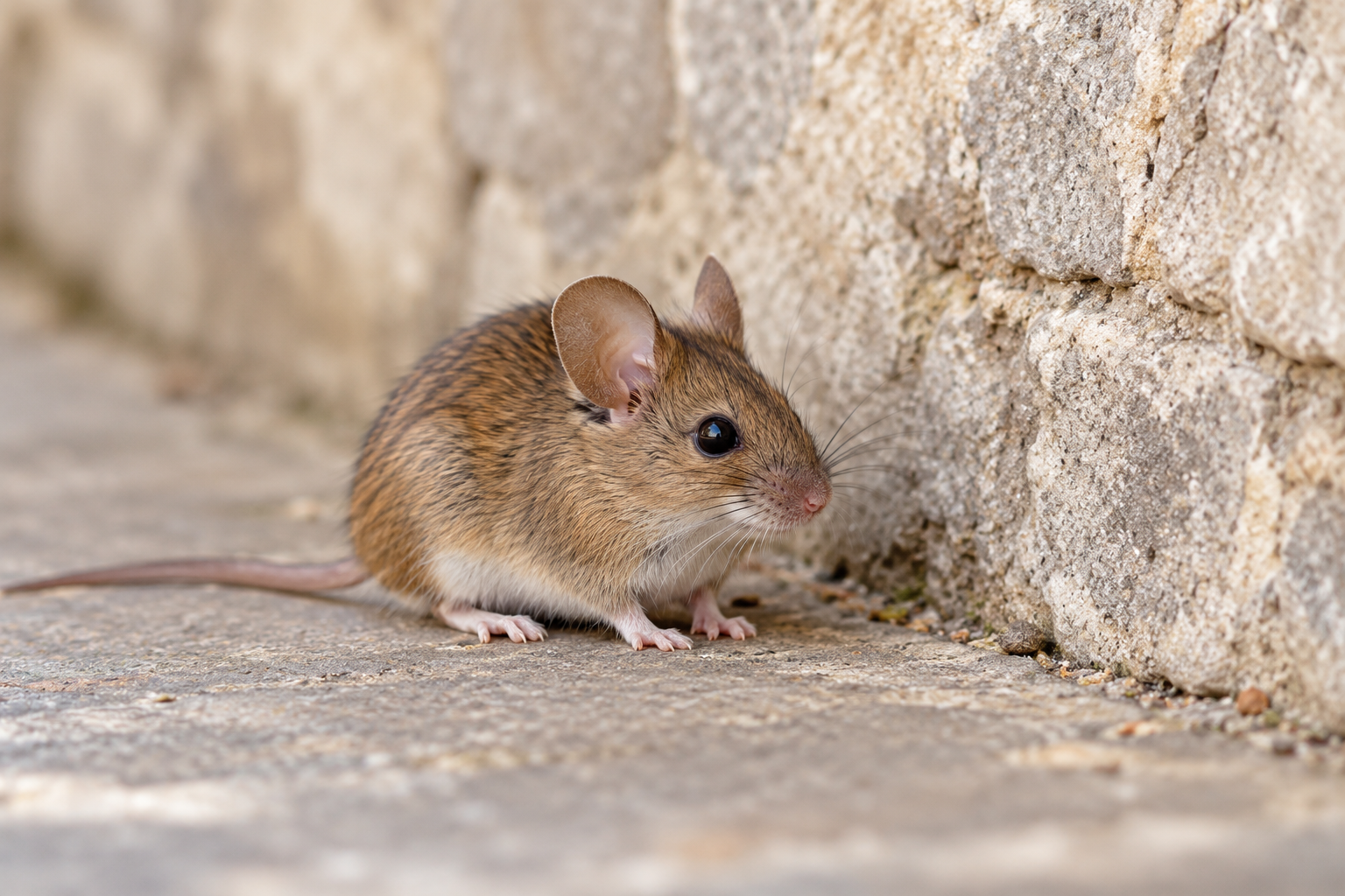 Mouse beside a wall