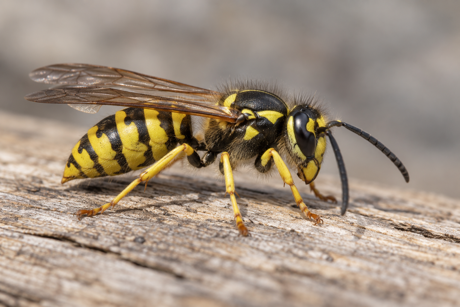 Wasp on wood